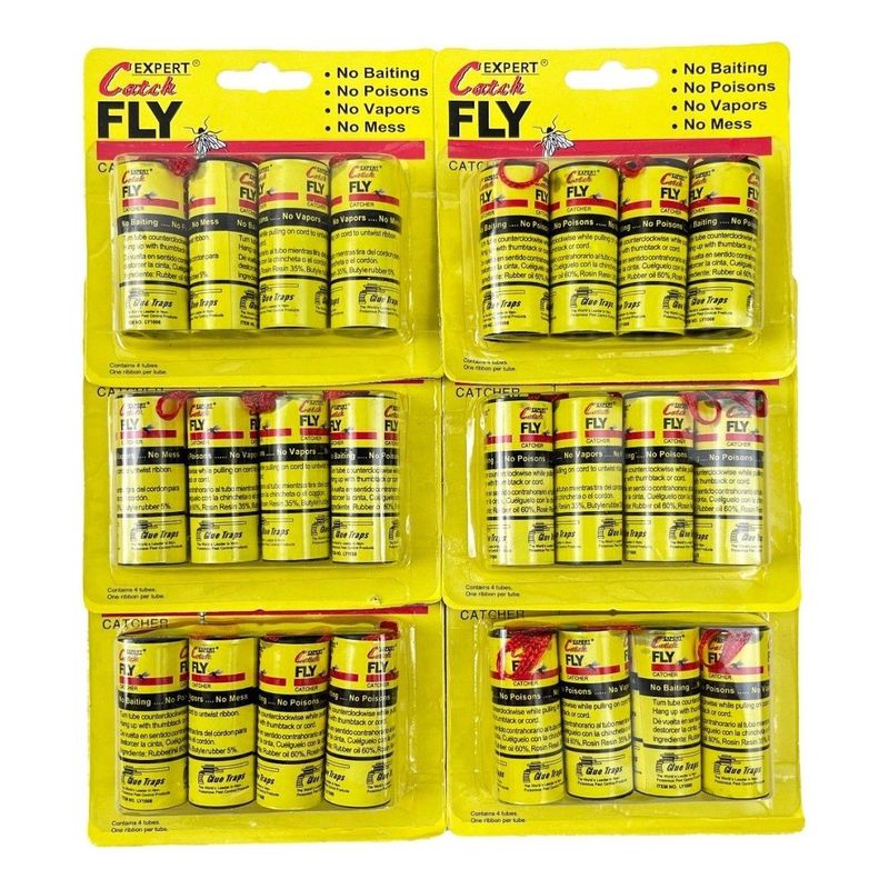 GENERICO - Pack de 24 Tubos de Cinta Adhesiva para Atrapar Moscas