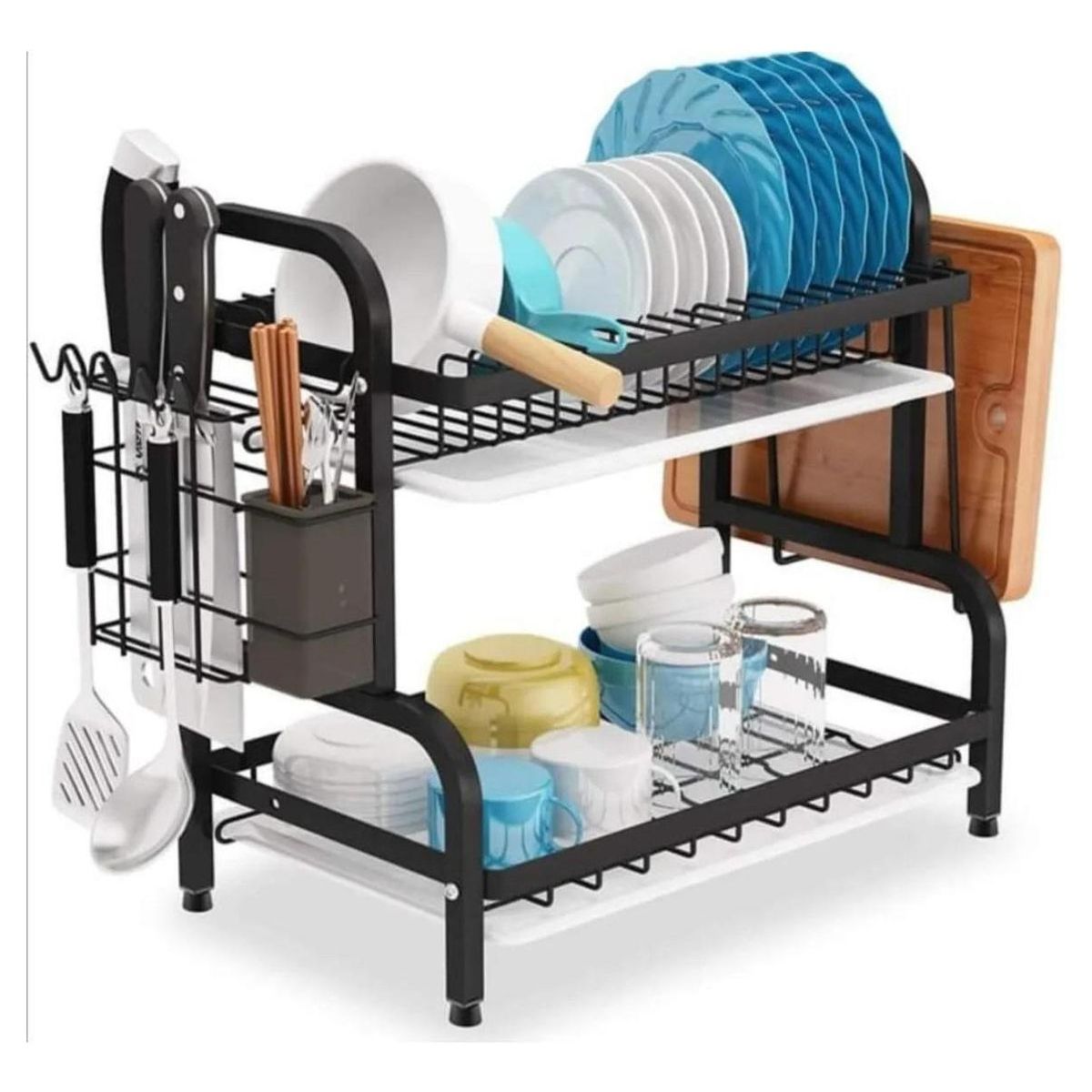 GENERICO - Secador Escurridor De Loza 2 Niveles Con Drenaje