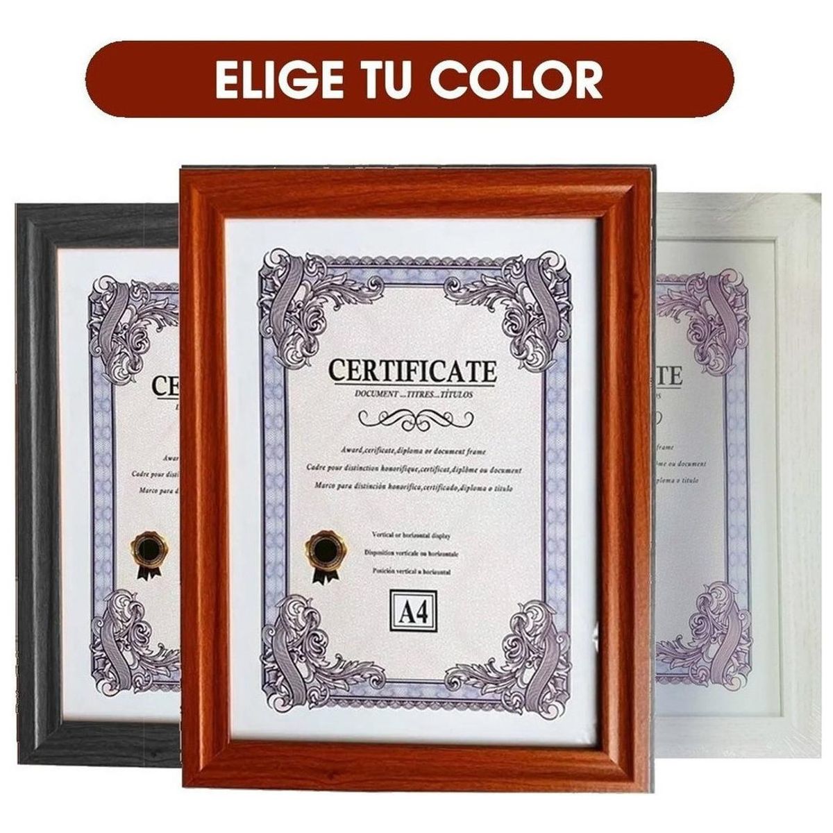 GENERICO - Cuadro Marco de Foto A4 de Madera en Colores Variados.