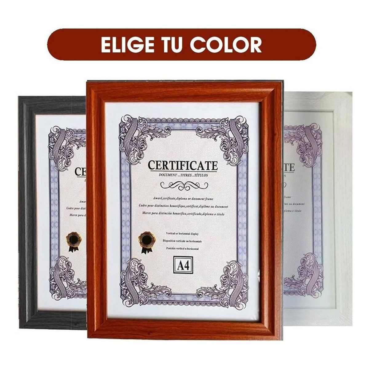 GENERICO - Cuadro Marco de Foto A4 de Madera en Colores Variados.