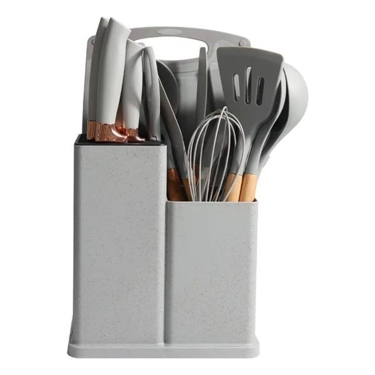 GENERICO - Set de 19 Utensilios de Cocina de Acero Inoxidable y Silicona
