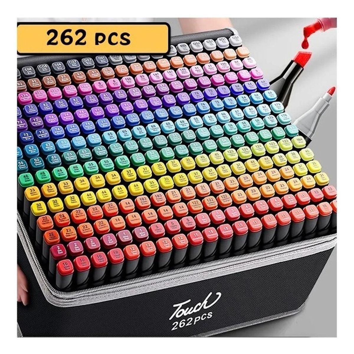 GENERICO - Set de 262 Marcadores de Doble Punta con Estuche Ergonómico