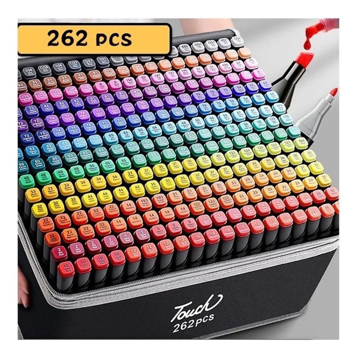 GENERICO - Set de 262 Marcadores de Doble Punta con Estuche Ergonómico