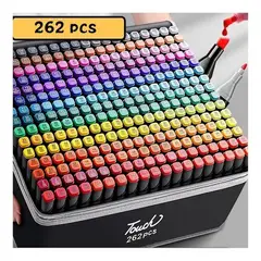 GENERICO - Set de 262 Marcadores de Doble Punta con Estuche Ergonómico