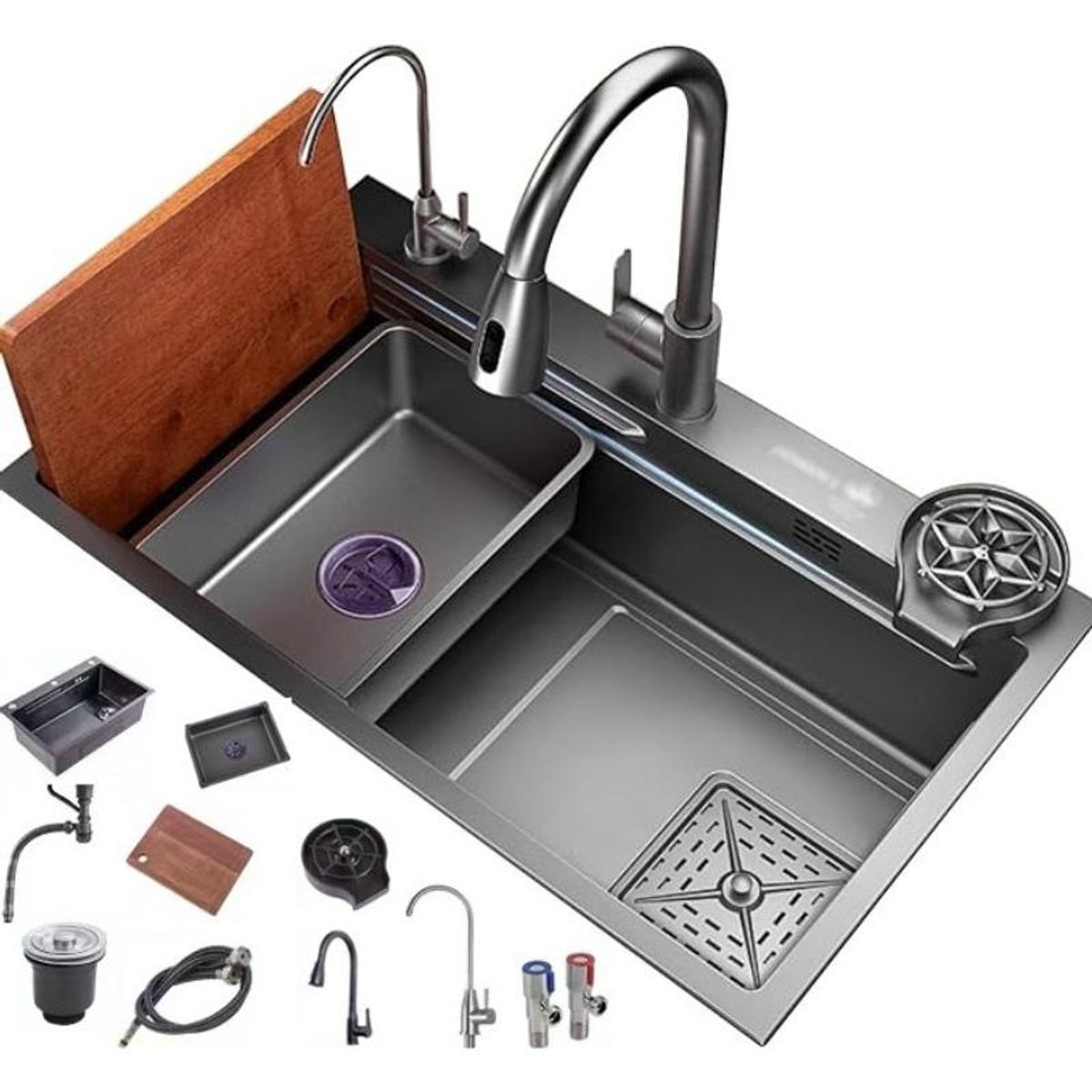 GENERICO - Combo Lavaplatos Empotrado 80x45cm Acero Inoxidable Completo