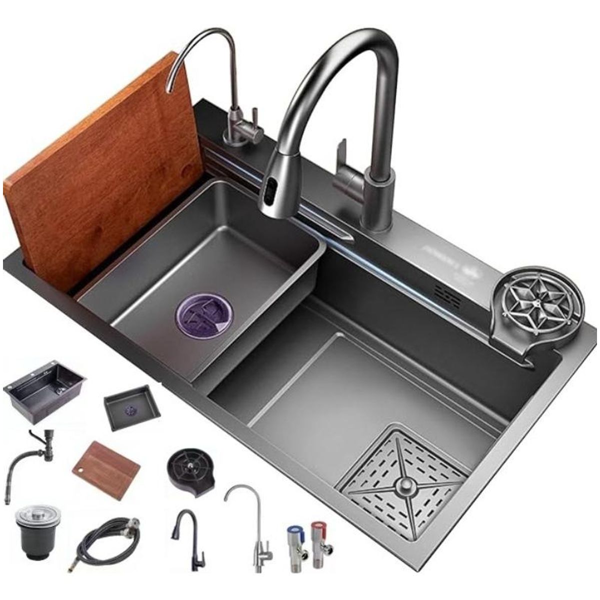 GENERICO - Combo Lavaplatos Empotrado 80x45cm Acero Inoxidable Completo