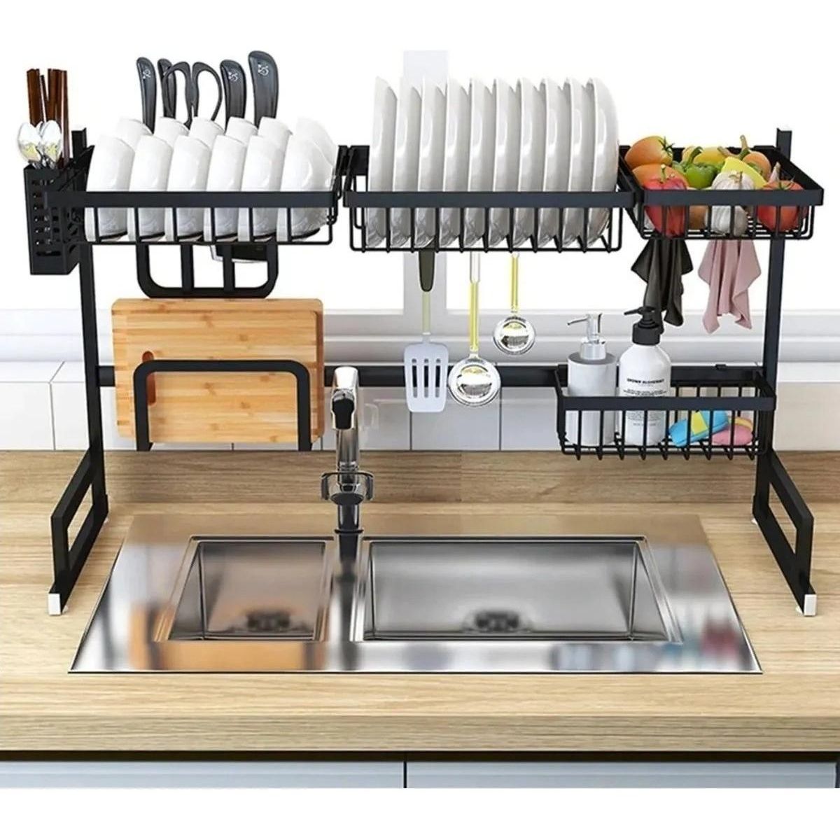 GENERICO - Secador de Platos Inoxidable de 2 Niveles - 85 cm