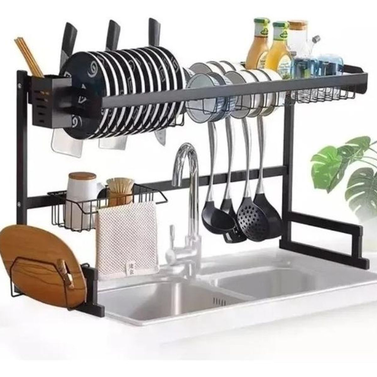 GENERICO - Secador de Platos Inoxidable de 2 Niveles - 85 cm