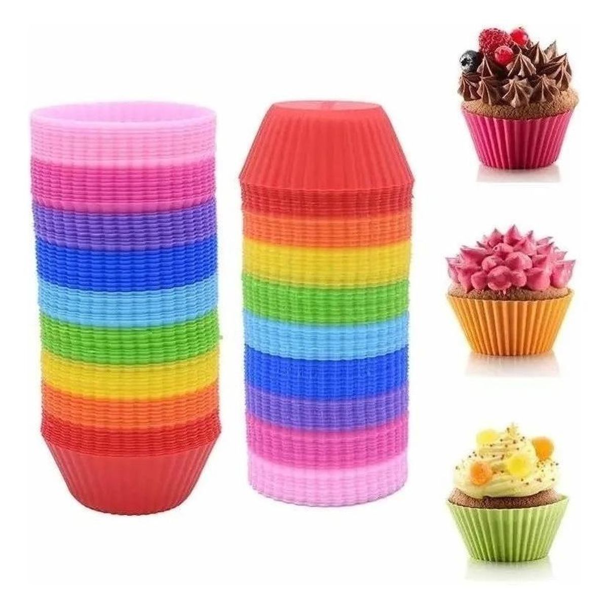 GENERICO - Set de 12 Moldes de Silicona para Cupcakes y Muffins