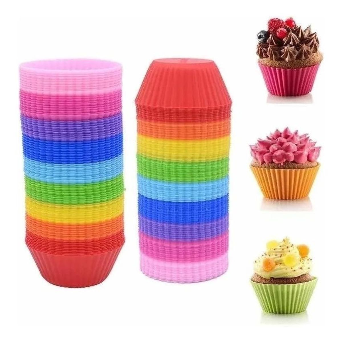 GENERICO - Set de 12 Moldes de Silicona para Cupcakes y Muffins