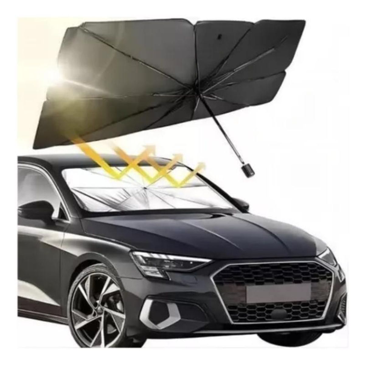 GENERICO - Quitasol Parasol Parabrisas Auto Tipo Sombrilla 130x80 cm