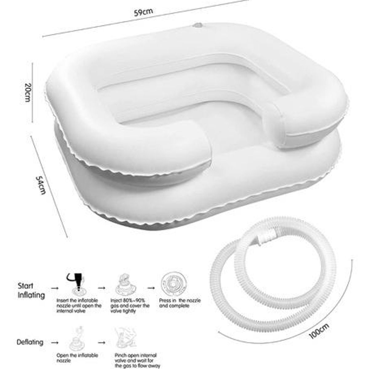 GENERICO - Lavapelo Inflable Portátil para Lavado de Cabello en Casa