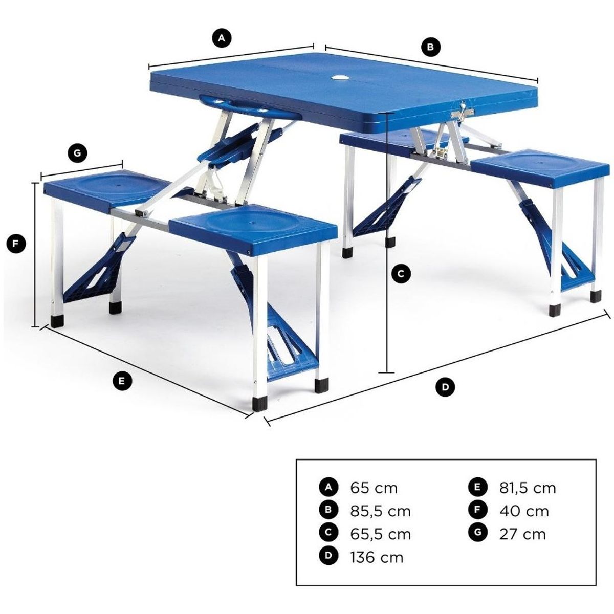 GENERICO - Mesa de Camping Plegable con 4 Asientos y Transporte Fácil