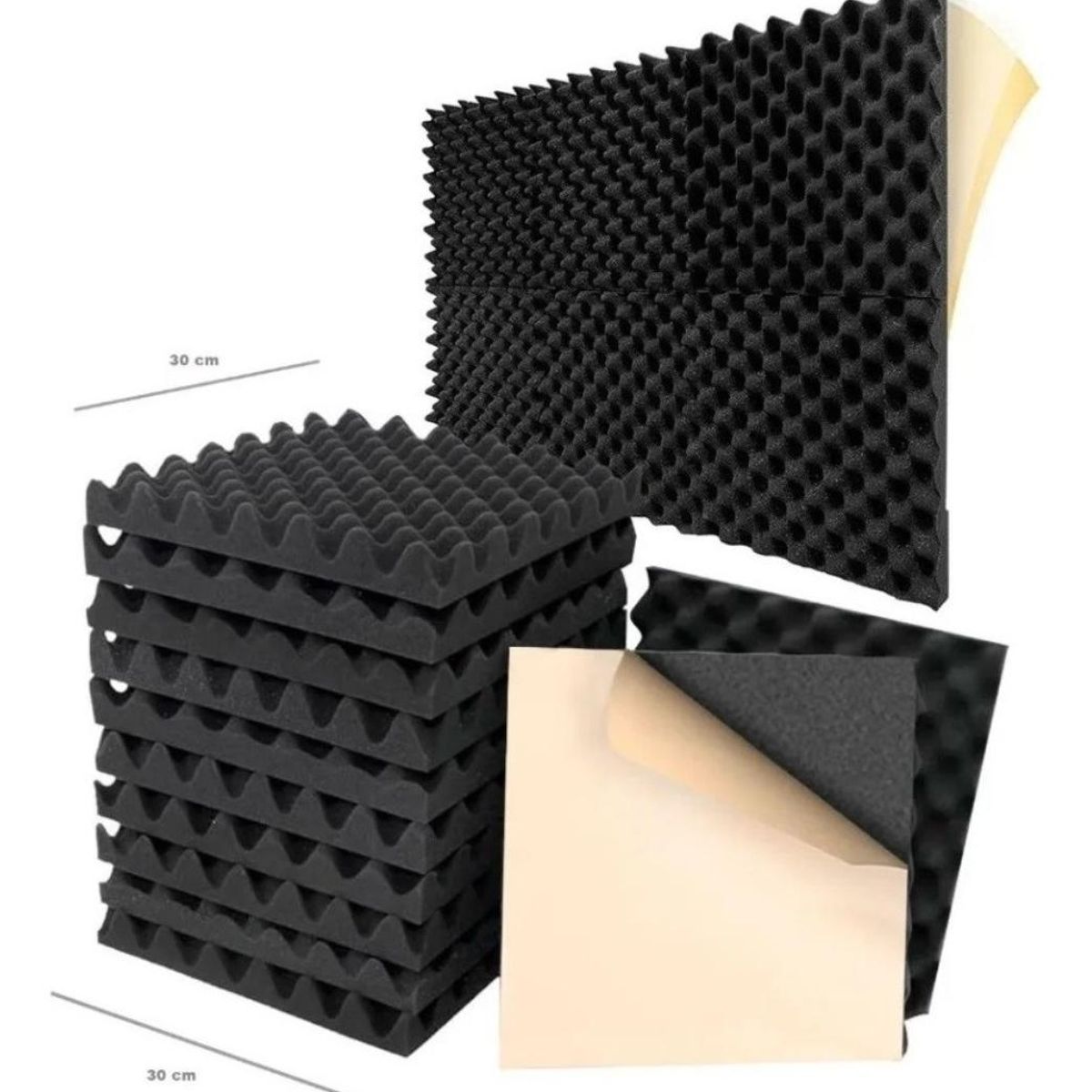 GENERICO - Paquete de 12 Espumas Acústicas Aislantes con Adhesivo