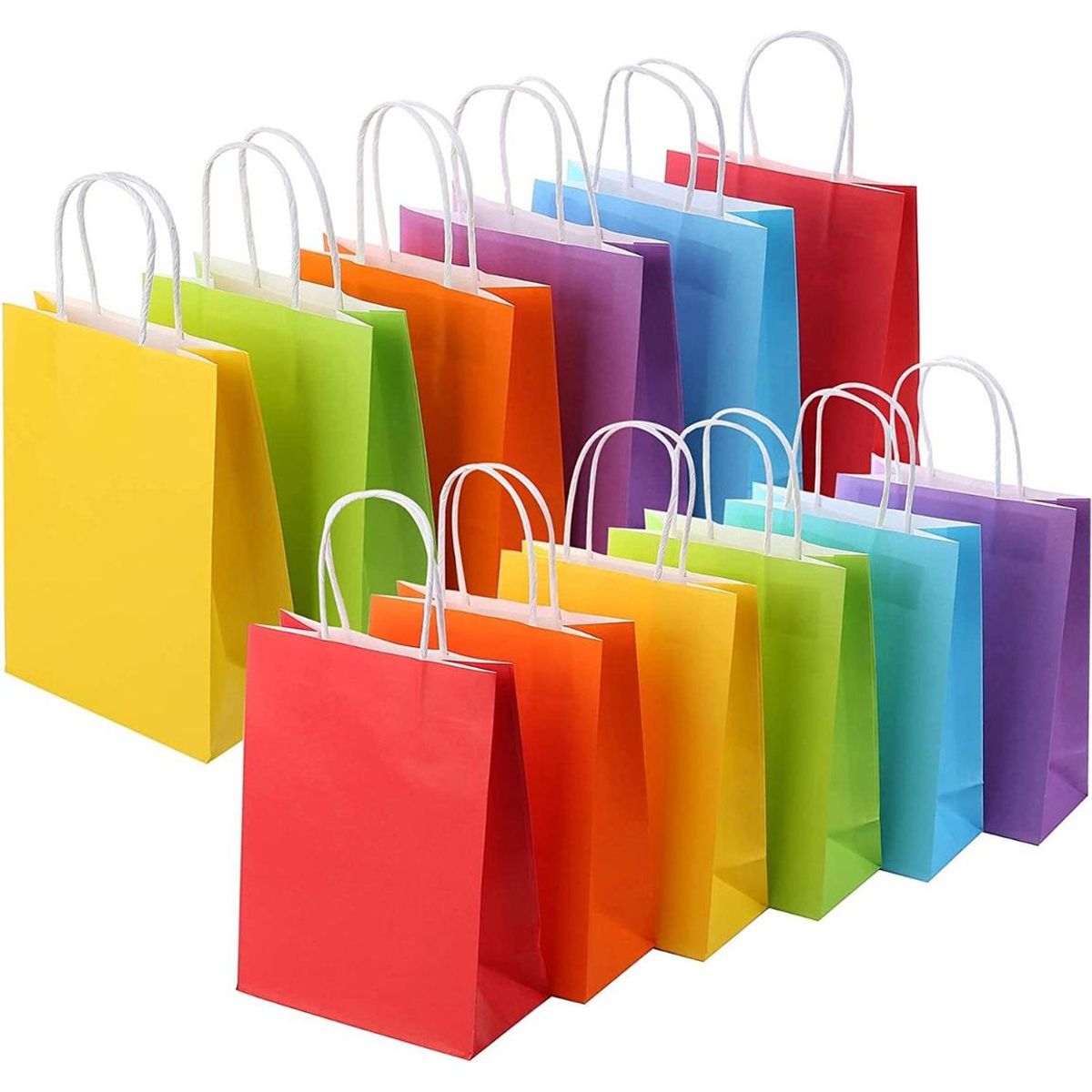GENERICO - Pack de 30 Bolsas de Papel de Colores Vibrantes 21x15x8cm