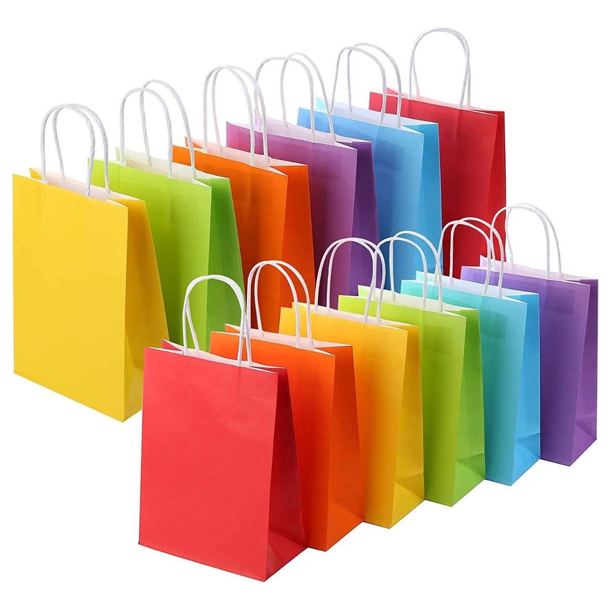 GENERICO - Pack de 30 Bolsas de Papel de Colores Vibrantes 21x15x8cm