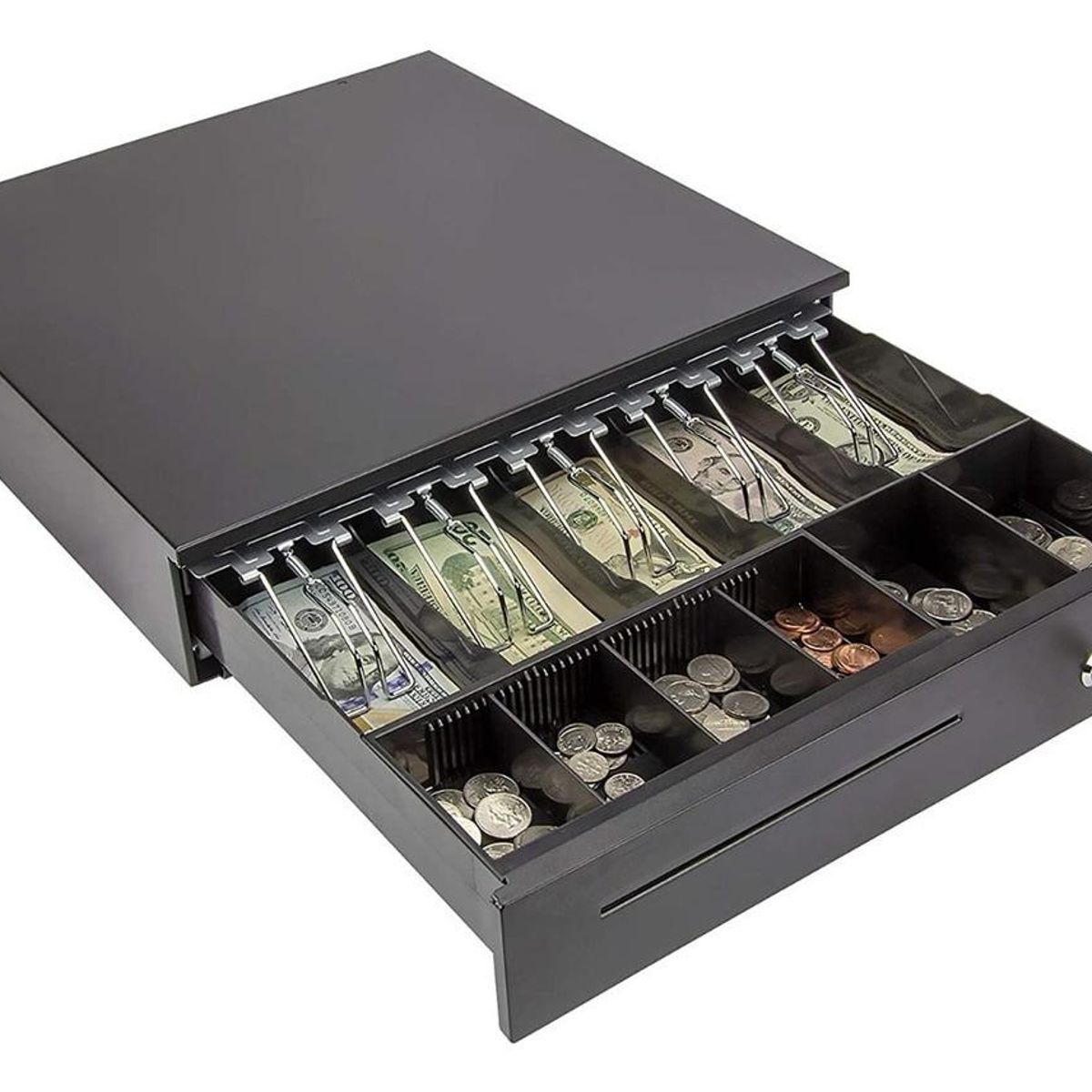 GENERICO - Caja Gaveta Electrónica para Dinero con 2 Llaves y Compartimentos