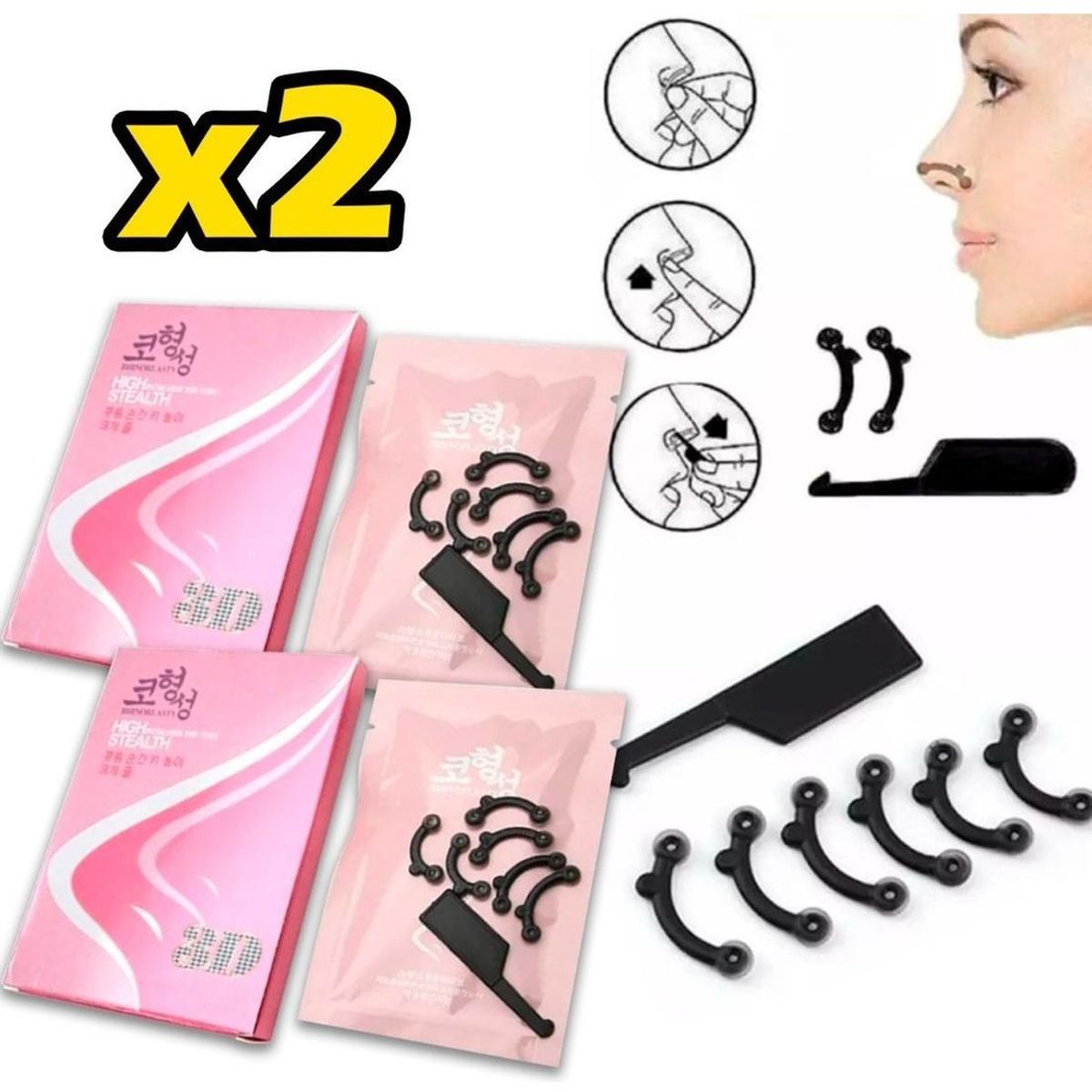 GENERICO - Pack X2 Correctores Nasales Respingadores Unisex