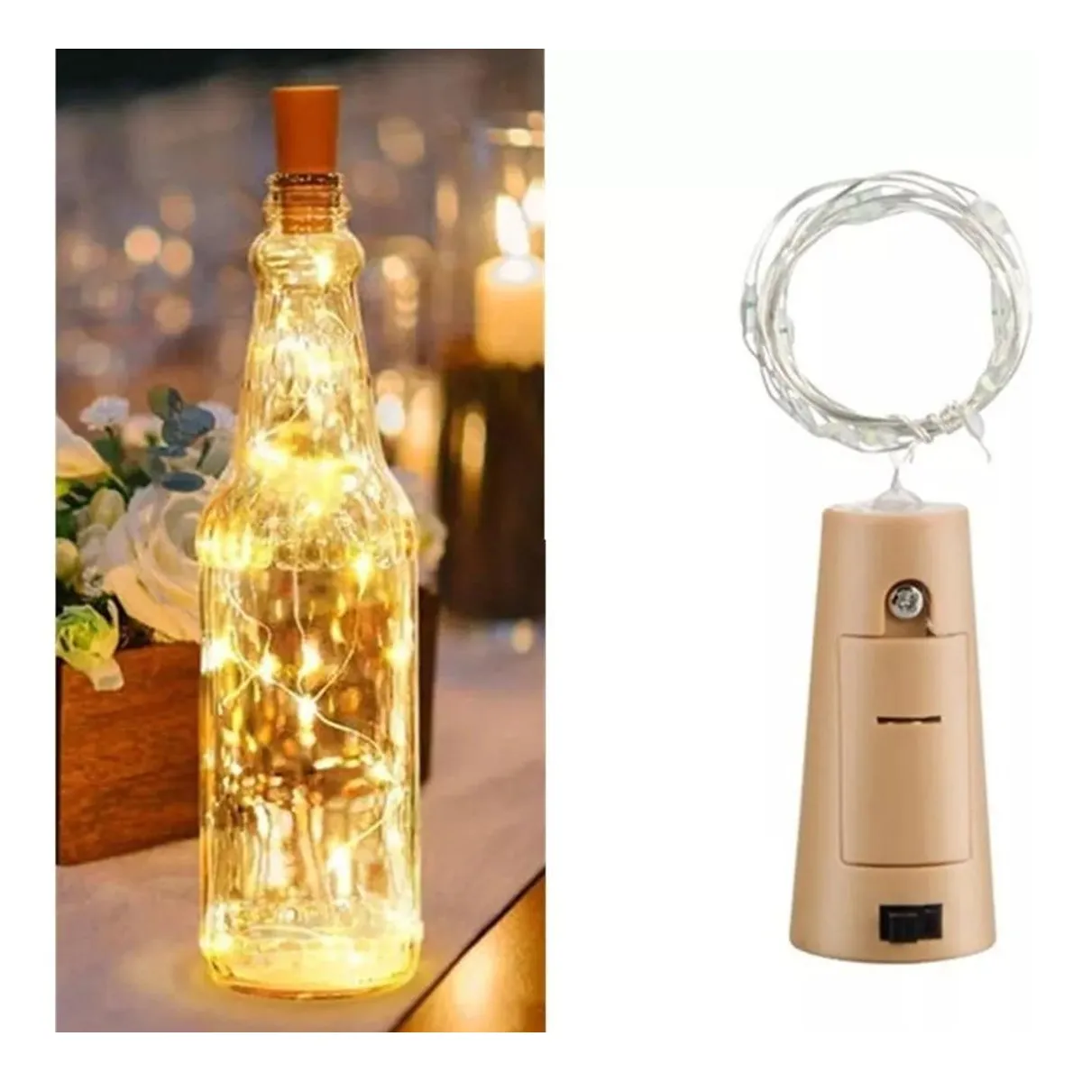 GENERICO - Pack de 6 Luces de Micro Led en Alambre de Corcho para Decoración