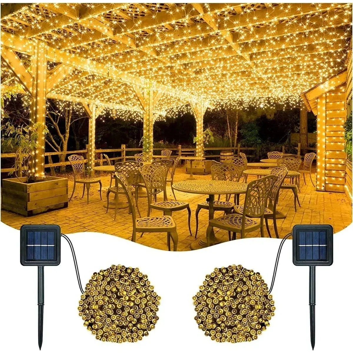 GENERICO - Guirnalda Solar de Luces - 10 Metros y 100 LEDs