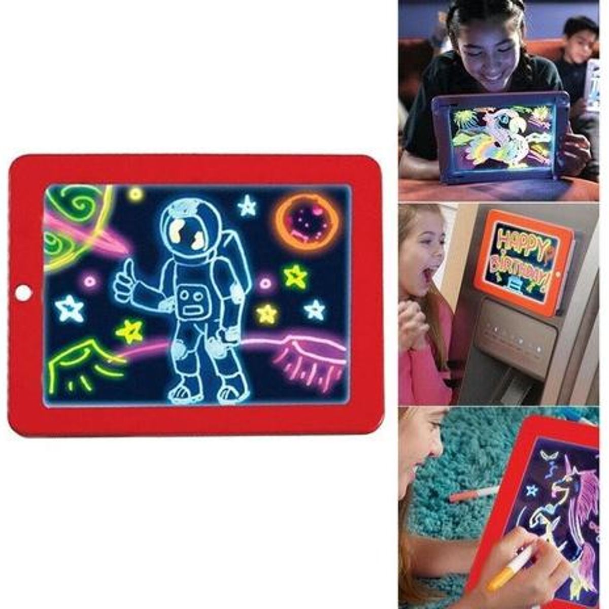 GENERICO - Pizarra Mágica LED para Niños con Plumones de Colores
