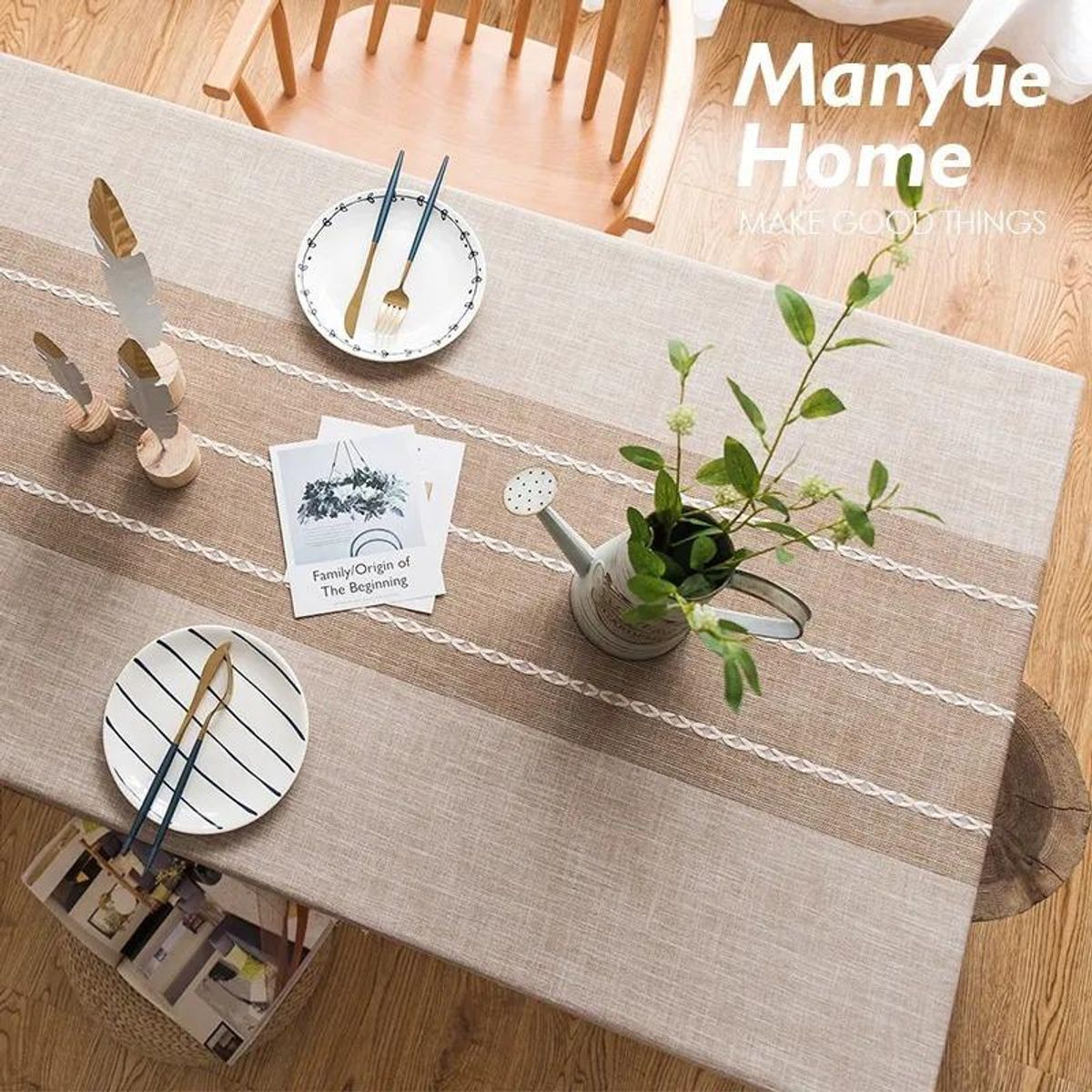 GENERICO - Mantel Rectangular Beige con Borlas de Algodón 142+10x220cm