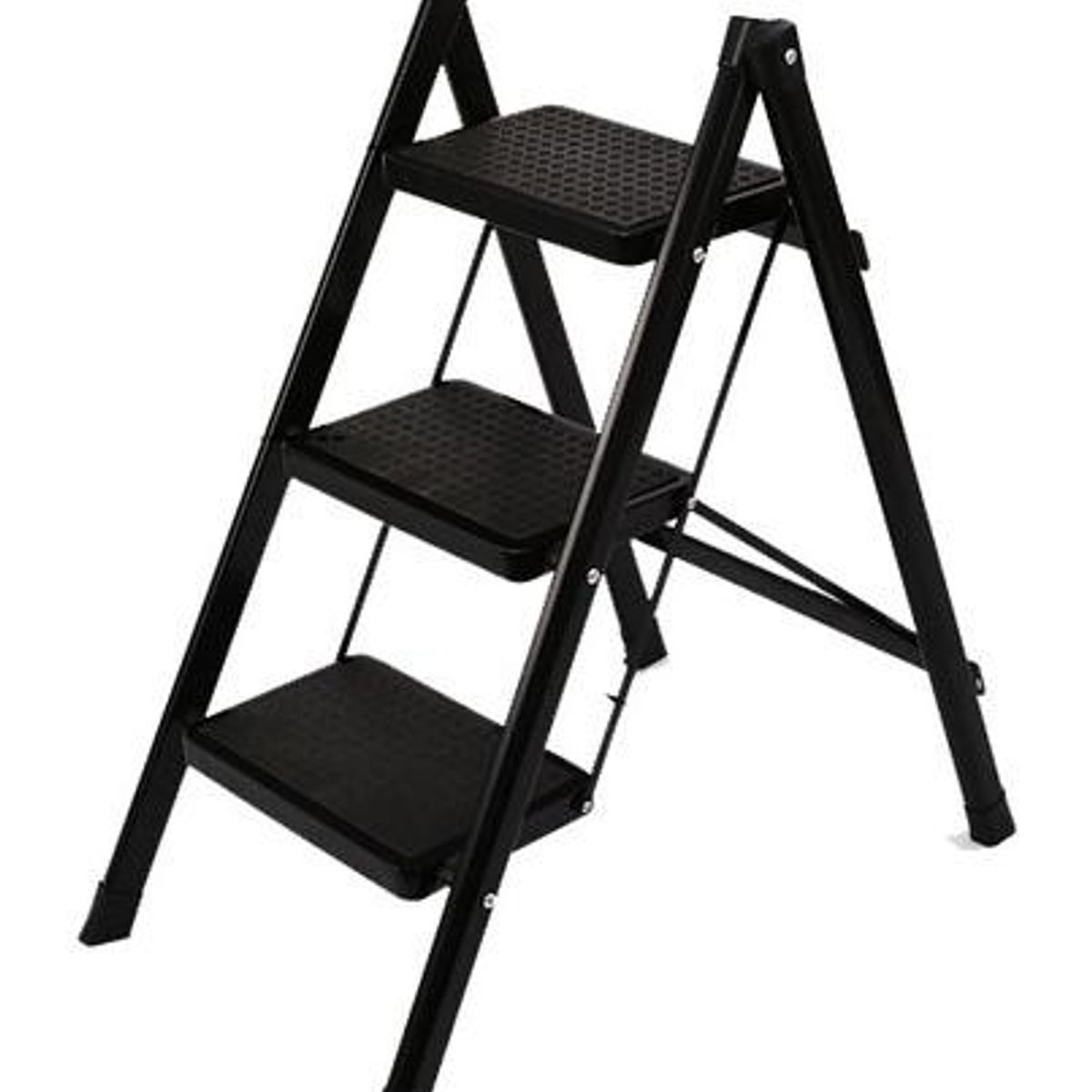 GENERICO - Escalera Plegable de Tijera con 3 Escalones en Aluminio Negro