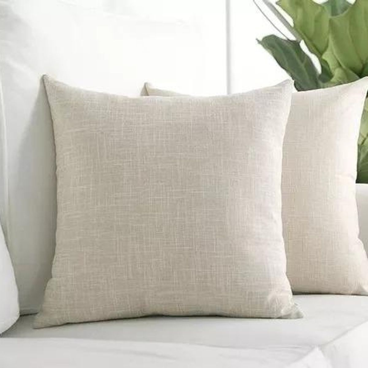 GENERICO - Pack de 6 Fundas de Cojín Cuadradas 43x43 cm en Lino Crudo
