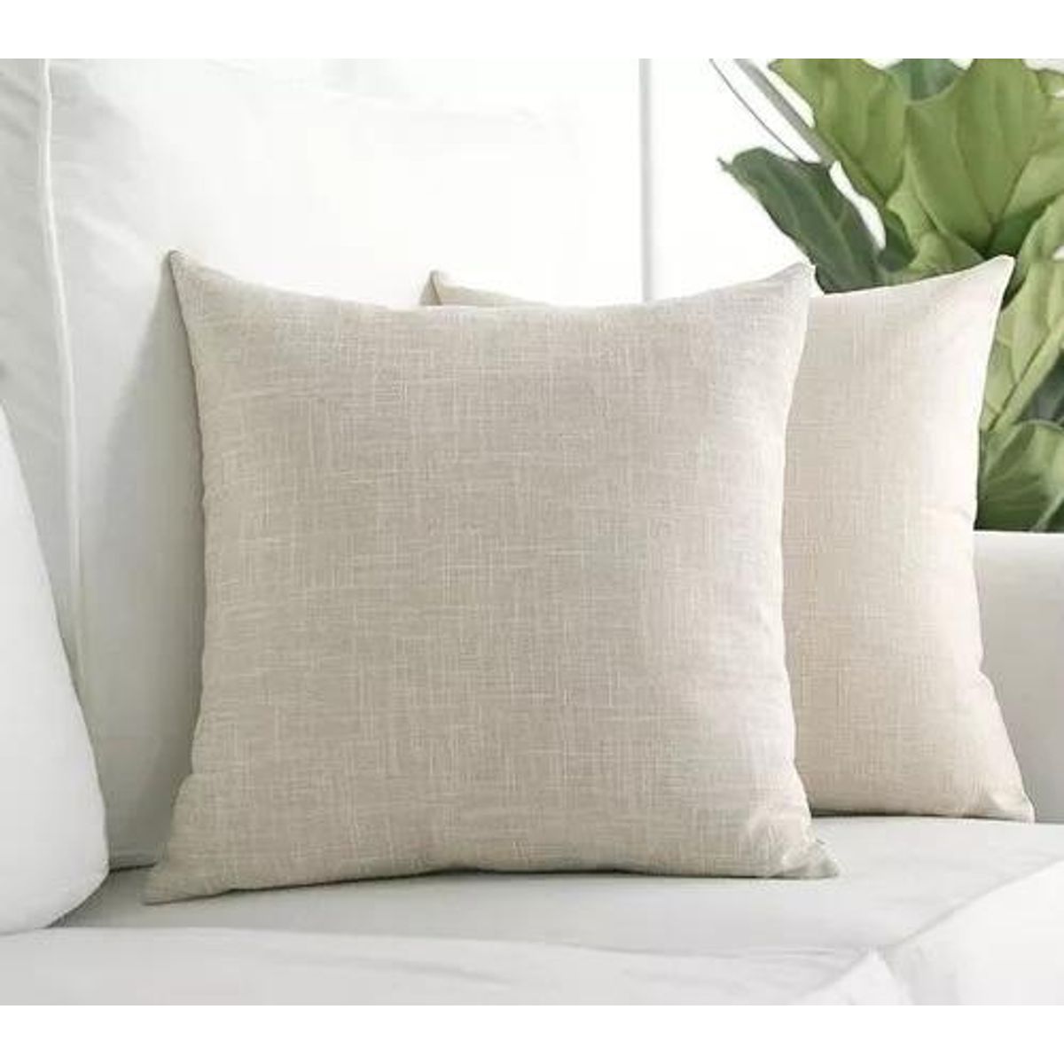 GENERICO - Pack de 6 Fundas de Cojín Cuadradas 43x43 cm en Lino Crudo