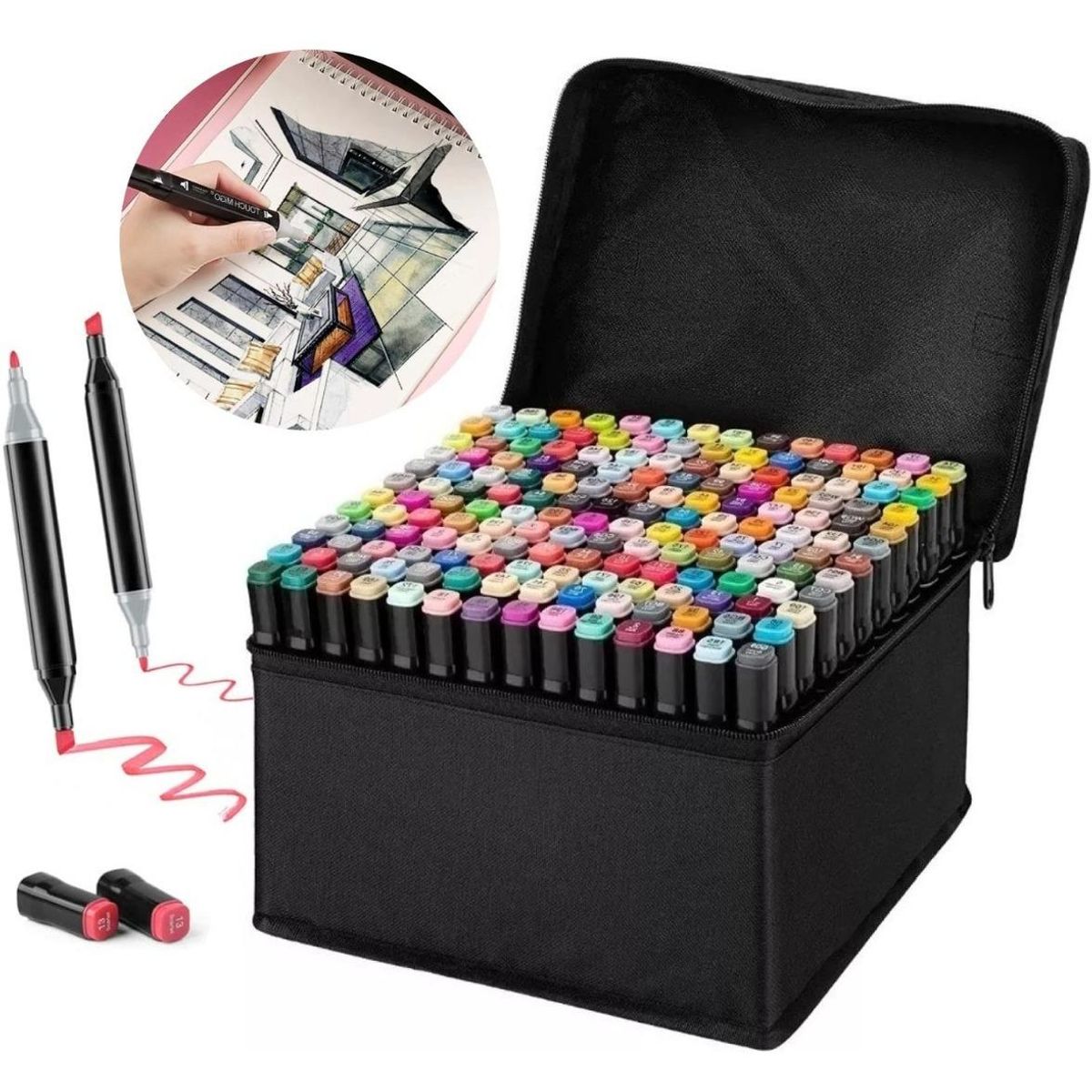 GENERICO - Set de 168 Marcadores Doble Punta para Arte y Dibujo