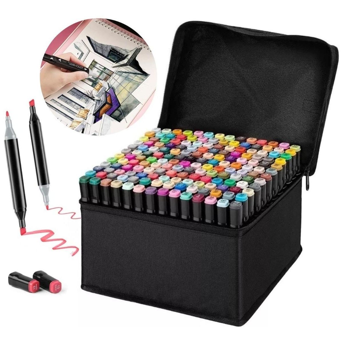 GENERICO - Set de 168 Marcadores Doble Punta para Arte y Dibujo