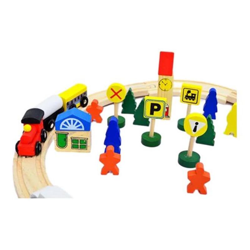 GENERICO - Tren de Madera con Rieles 48 Piezas para Jugar