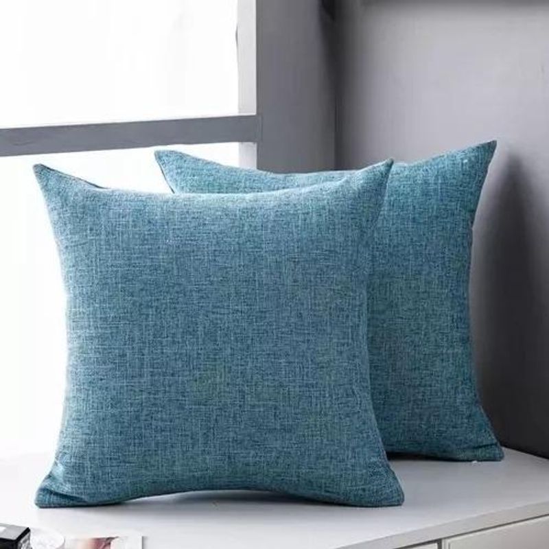 GENERICO - Pack de 6 Fundas de Cojín Cuadradas 43x43 cm Lino Azul