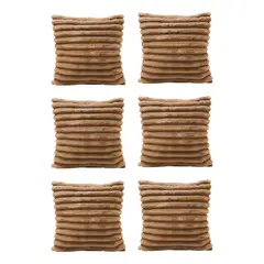 GENERICO - Pack de 6 Fundas de Cojín Suaves 43x43 cm Color Beige