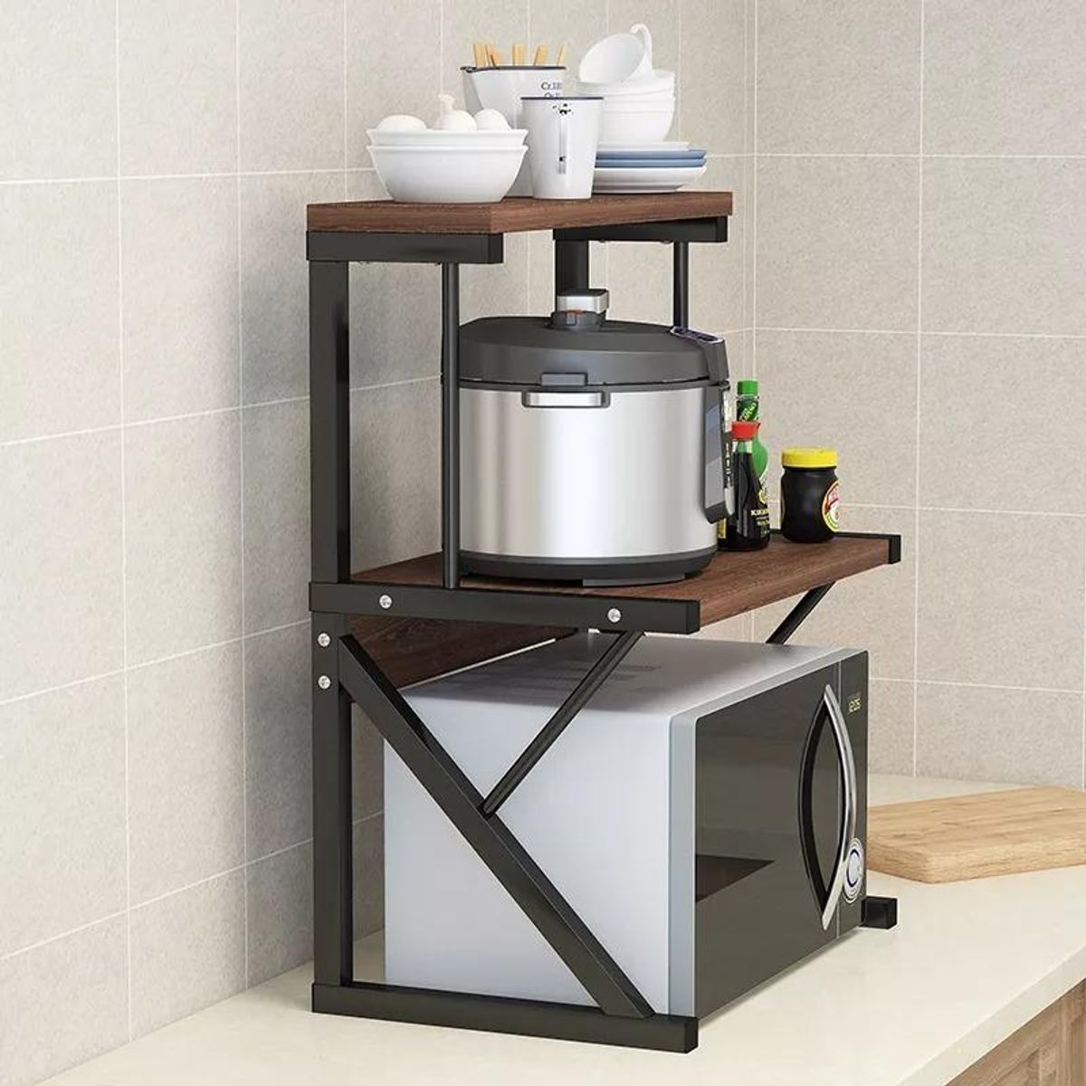 GENERICO - Estante Organizador de Cocina para Microondas con 2 Niveles