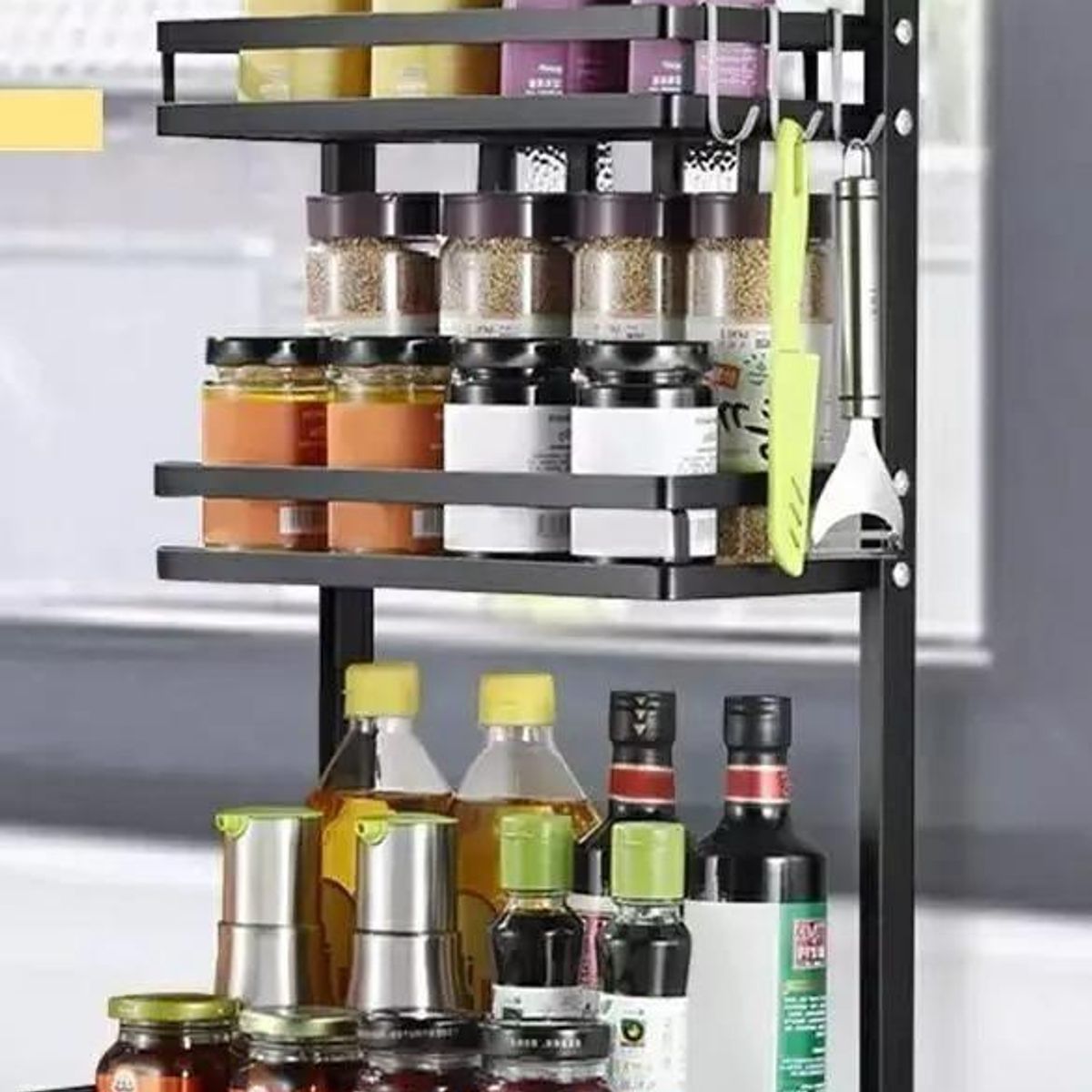 GENERICO - Rack Organizador Multifuncional de 3 Niveles en Acero para Cocina