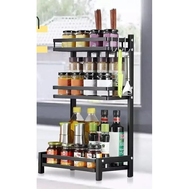 GENERICO - Rack Organizador Multifuncional de 3 Niveles en Acero para Cocina
