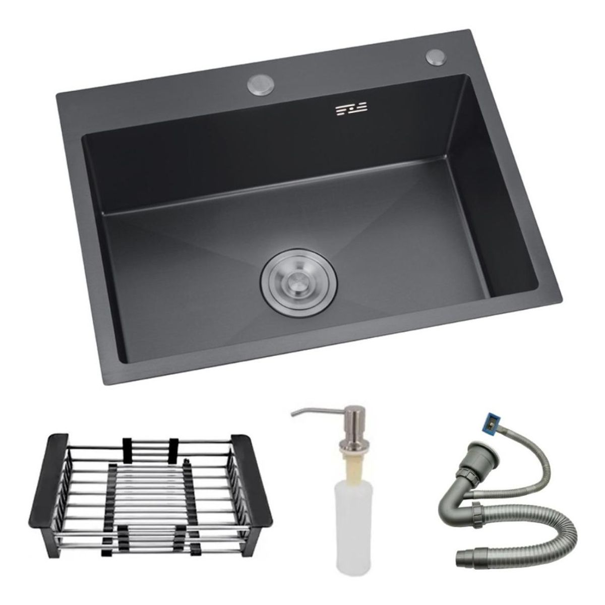 GENERICO - Lavaplatos Sobre Cubierta 55x45 cm con Dispensador y Rejilla