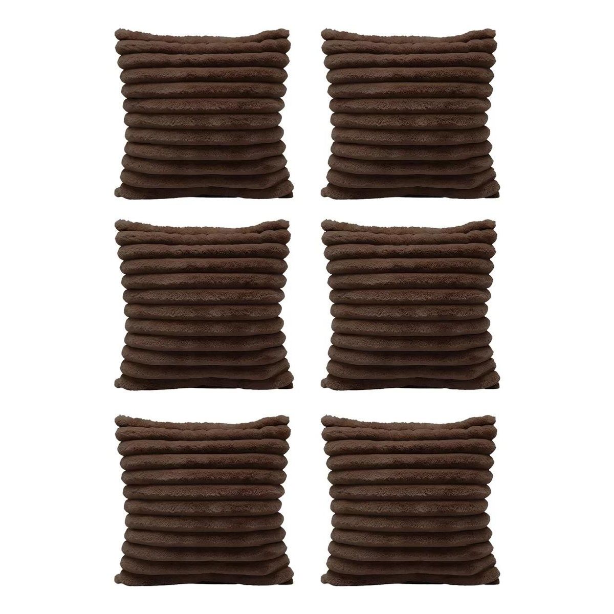 GENERICO - Pack de 6 Fundas de Cojín Suaves 43x43 cm Color Café.