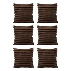 GENERICO - Pack de 6 Fundas de Cojín Suaves 43x43 cm Color Café