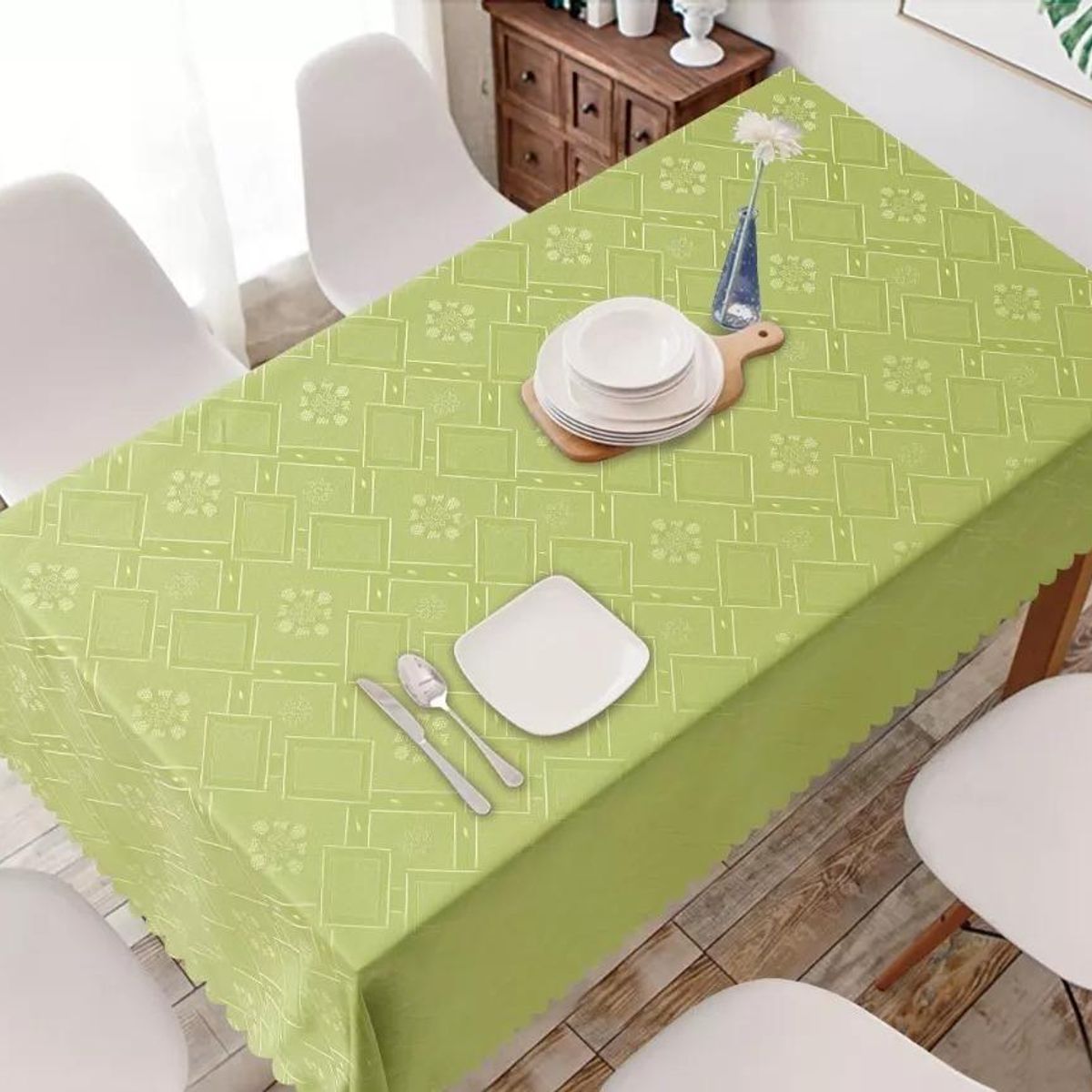 GENERICO - Mantel Rectangular Verde 140x220 cm de Poliéster Duradero