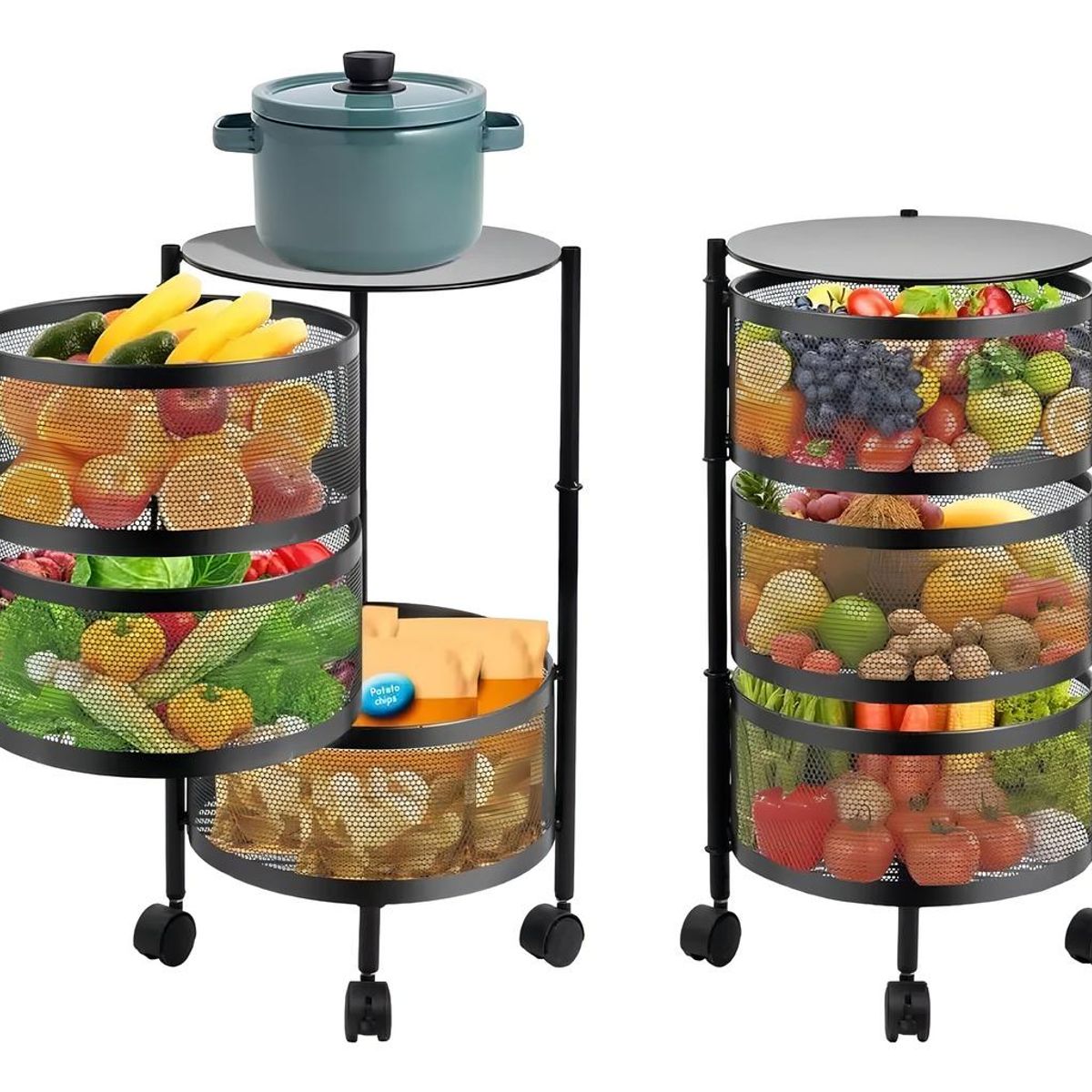 GENERICO - Estante Giratorio Organizador de Cocina Metal 3 Pisos Negro