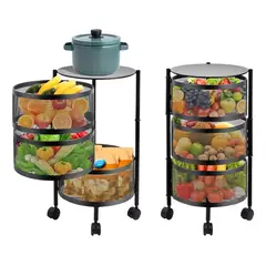 GENERICO - Estante Giratorio Organizador de Cocina Metal 3 Pisos Negro