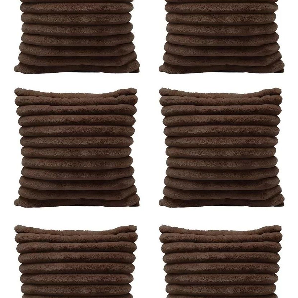 GENERICO - Pack de 6 Fundas de Cojín Suaves 43x43cm Color Café