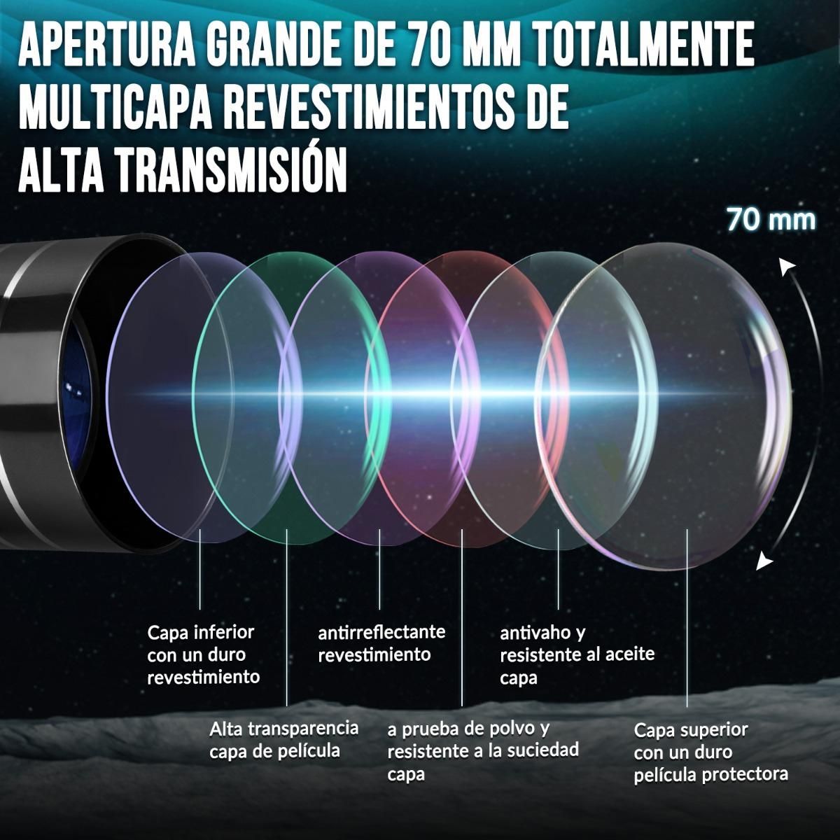 GENERICO - Telescopio Astronómico 70300mm con Adaptador para Smartphone