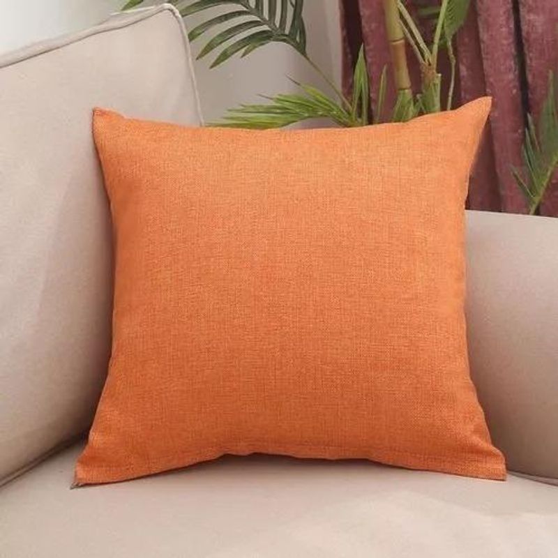 GENERICO - Pack de 6 Fundas de Cojín Cuadradas 43x43 cm en Lino Naranja