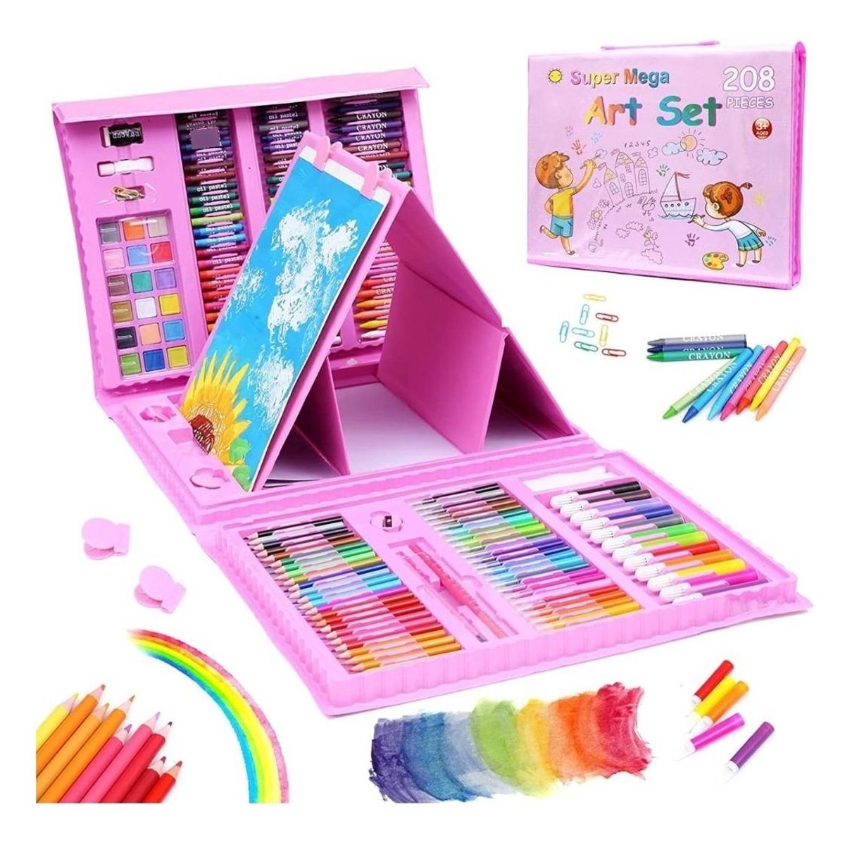 GENERICO - Kit de Dibujo Portátil con 208 Piezas para Niños