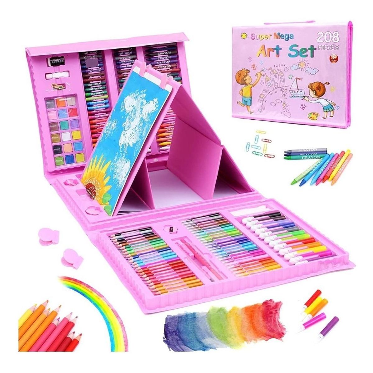 GENERICO - Kit de Dibujo Portátil con 208 Piezas para Niños