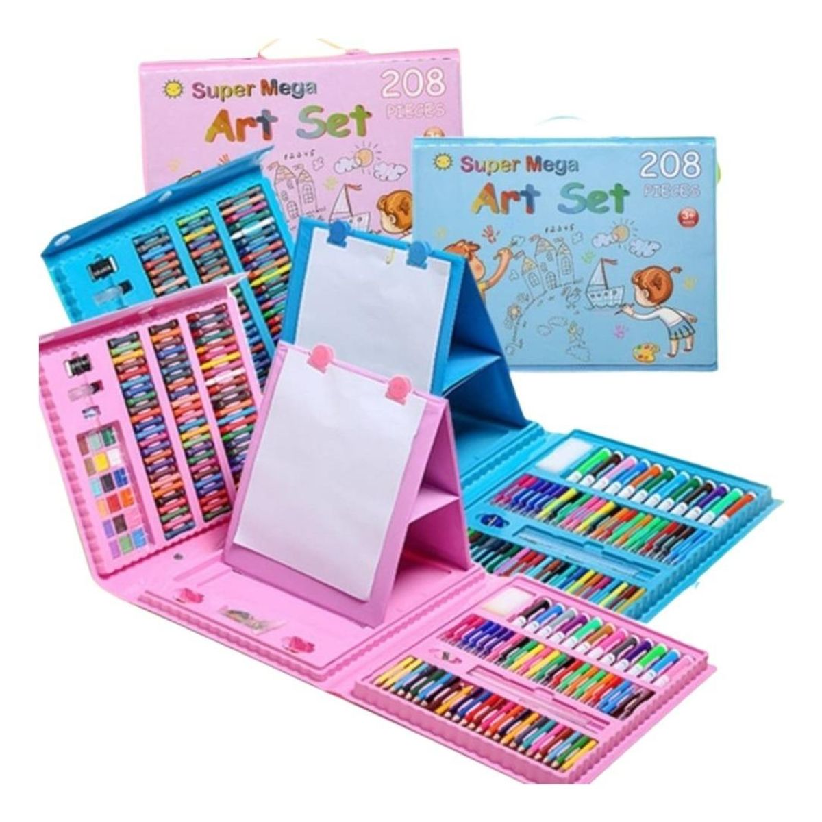 GENERICO - Kit de Dibujo Portátil con 208 Piezas para Niños