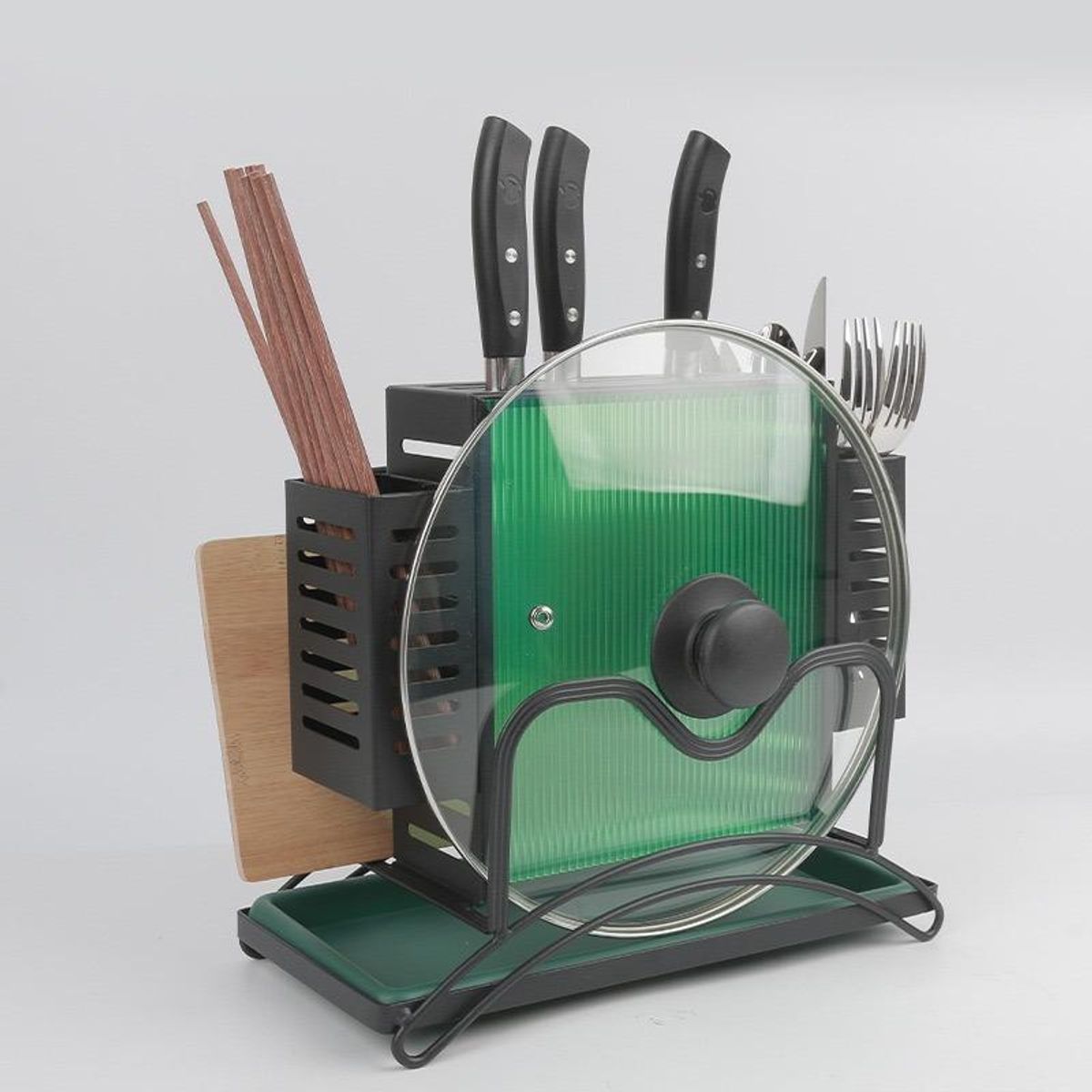 GENERICO - Soporte Organizador de Ollas y Utensilios de Cocina - Negro